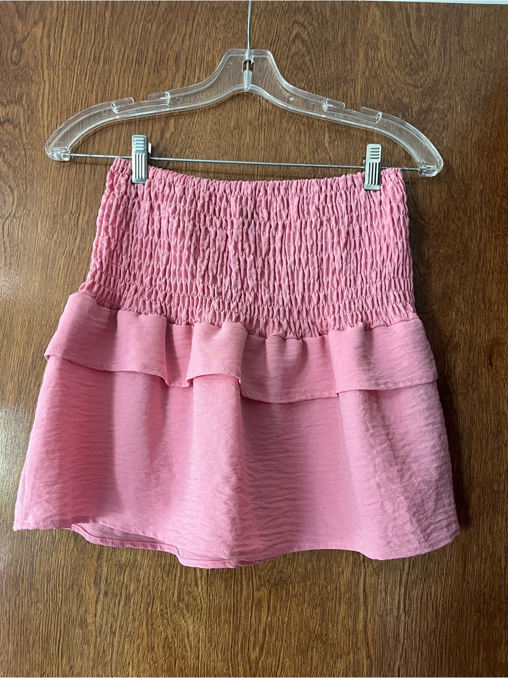 Pink Smocked Ruffle Mini Skirt